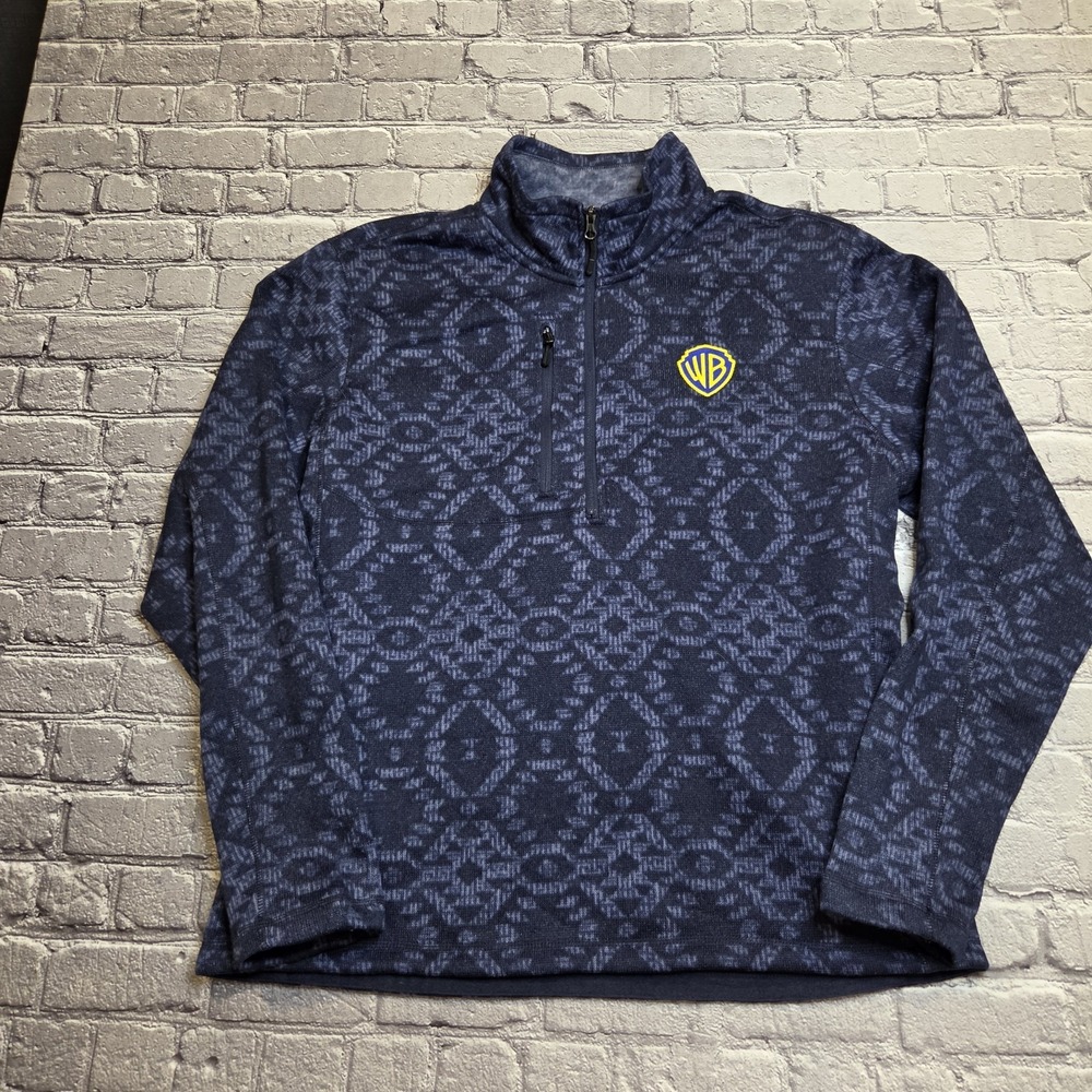 Warner Bros Studio Tour 1/4 Zip Pullover Sweater Blue XLarge